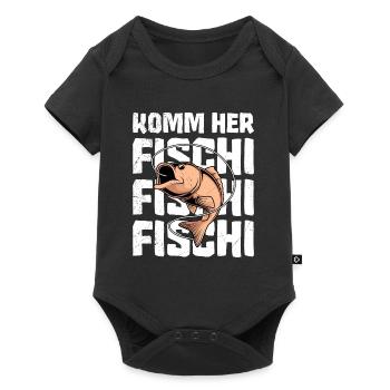 Angler KOMM HER FISCHI FISCHI FISCHI Lustiges - Baby Premium Kurzarmbody - Schwarz - Vorne