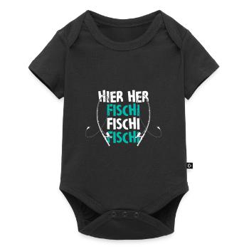 Angeln HIER HER FISCHI FISCHI FISCHI Lustiges - Baby Premium Kurzarmbody - Schwarz - Vorne