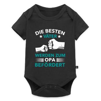 Opi DIE BESTEN VÄTER WERDEN ZUM OPA BEFÖRDERT - Baby Premium Kurzarmbody - Schwarz - Vorne