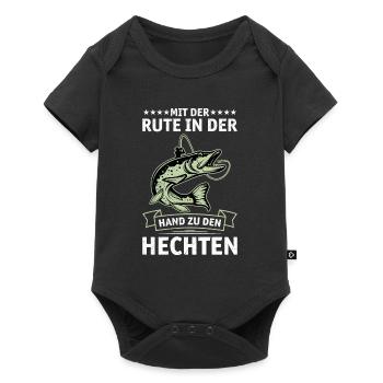 Hecht Angeln MIT DER RUTE IN DER HAND ZU DEN - Baby Premium Kurzarmbody - Schwarz - Vorne