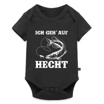 Hecht Angeln ICH GEH AUF HECHT Lustiges Angler - Baby Premium Kurzarmbody - Schwarz - Vorne