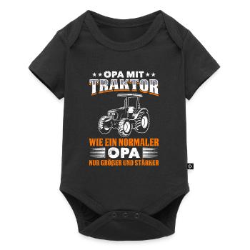 OPA MIT TRAKTOR WIE EIN NORMALER OPA NUR COOLER - Baby Premium Kurzarmbody - Schwarz - Vorne