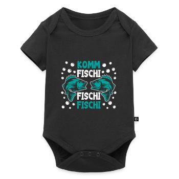 Angler KOMM FISCHI FISCHI FISCHI Lustiges Angeln - Baby Premium Kurzarmbody - Schwarz - Vorne