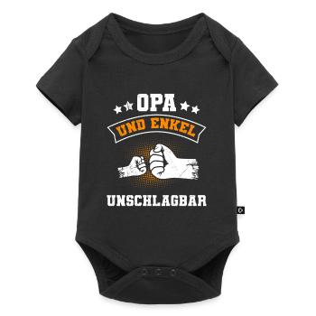 OPA UND ENKEL UNSCHLAGBAR Lustiges Opi - Baby Premium Kurzarmbody - Schwarz - Vorne