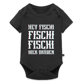 Angeln Hobby HEY FISCHI FISCHI FISCHI HIER DRÜBEN - Baby Premium Kurzarmbody - Schwarz - Vorne