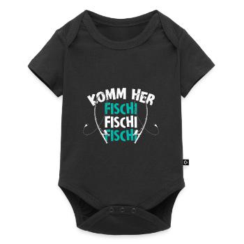Angler KOMM HER FISCHI FISCHI FISCHI Lustiges - Baby Premium Kurzarmbody - Schwarz - Vorne