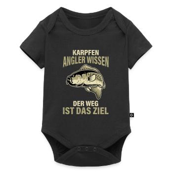 KARPFEN ANGLER WISSEN DER WEG IST DAS ZIEL Lustig - Baby Premium Kurzarmbody - Schwarz - Vorne