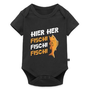 Angeln HIER HER FISCHI FISCHI FISCHI Lustiges - Baby Premium Kurzarmbody - Schwarz - Vorne