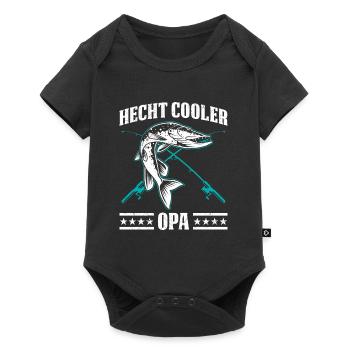HECHT COOLER OPA Lustiges Hecht Angler Großvater - Baby Premium Kurzarmbody - Schwarz - Vorne