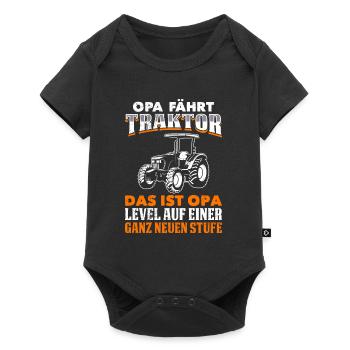 OPA FÄHRT TRAKTOR IST OPA LEVEL AUF NEUER STUFE - Baby Premium Kurzarmbody - Schwarz - Vorne