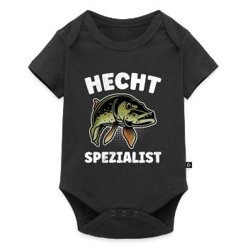 HECHT SPEZIALIST Lustiges Angler Outfit Hecht - Baby Premium Kurzarmbody - Schwarz - Vorne