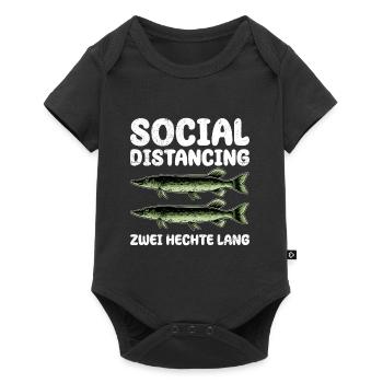 Hecht Angler SOCIAL DISTANCING ZWEI HECHTE LANG - Baby Premium Kurzarmbody - Schwarz - Vorne