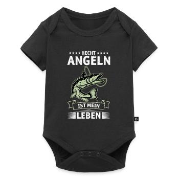 HECHT ANGELN IST MEIN LEBEN Angler Outfit Hecht - Baby Premium Kurzarmbody - Schwarz - Vorne