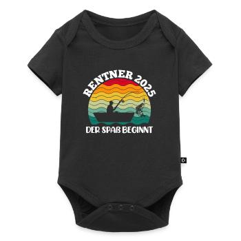 RENTNER 2025 DER SPAß BEGINNT Lustiges Renten - Baby Premium Kurzarmbody - Schwarz - Vorne