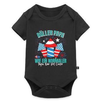 Feuerwerk BÖLLER PAPA WIE EIN NORMALER PAPA - Baby Premium Kurzarmbody - Schwarz - Vorne