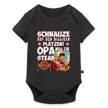 Opi SCHNAUZE AUF DEN BILLIGEN PLÄTZEN OPA WILL - Baby Premium Kurzarmbody - Schwarz - Vorne