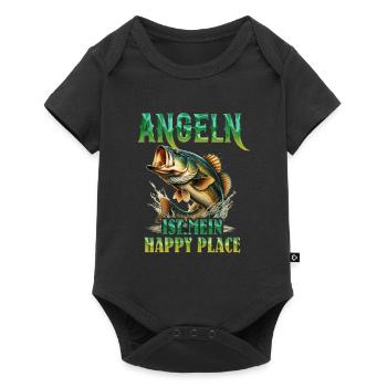 ANGELN IST MEIN HAPPY PLACE Lustiges Angler - Baby Premium Kurzarmbody - Schwarz - Vorne