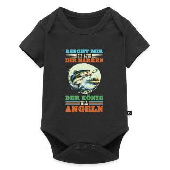 Zander Angler REICHT MIR DIE RUTE IHR NARREN - Baby Premium Kurzarmbody - Schwarz - Vorne