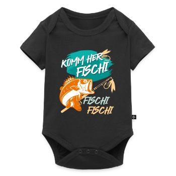 Angler KOMM HER FISCHI FISCHI FISCHI Lustiges - Baby Premium Kurzarmbody - Schwarz - Vorne