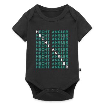 HECHT ANGLER Geburtstag Angeln Hobby Fischen - Baby Premium Kurzarmbody - Schwarz - Vorne