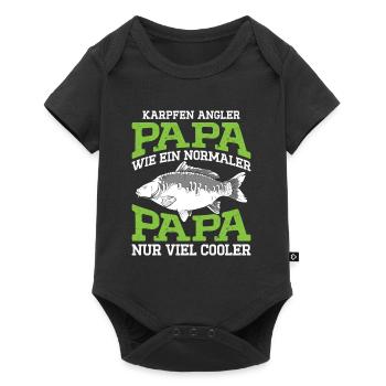 KARPFEN ANGLER PAPA WIE EIN NORMALER PAPA Lustiges - Baby Premium Kurzarmbody - Schwarz - Vorne