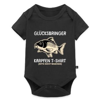 Angler GLÜCKSBRINGER KARPFEN T-SHIRT NICHT WASCHEN - Baby Premium Kurzarmbody - Schwarz - Vorne