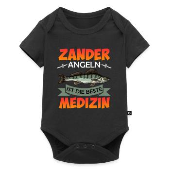ZANDER ANGELN IST DIE BESTE MEDIZIN Lustiges - Baby Premium Kurzarmbody - Schwarz - Vorne
