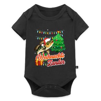 WEIHNACHTS ZANDER Lustiges Angler Outfit - Baby Premium Kurzarmbody - Schwarz - Vorne