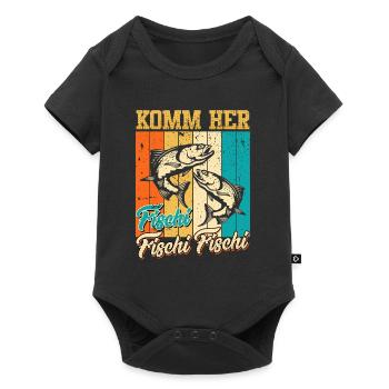 Angler KOMM HER FISCHI FISCHI FISCHI Lustiges - Baby Premium Kurzarmbody - Schwarz - Vorne