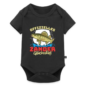 Zander Angeln OFFIZIELLES ZANDER GLÜCKSSHIRT - Baby Premium Kurzarmbody - Schwarz - Vorne