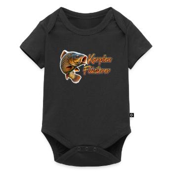 KARPFEN FLÜSTERER Lustiges Angler Geburtstags - Baby Premium Kurzarmbody - Schwarz - Vorne