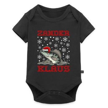 Lustiges Weihnachten Angler Zander - Baby Premium Kurzarmbody - Schwarz - Vorne