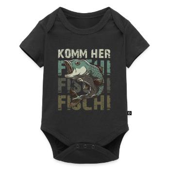 Angler KOMM HER FISCHI FISCHI FISCHI Lustiges - Baby Premium Kurzarmbody - Schwarz - Vorne
