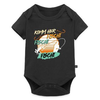 Angler KOMM HER FISCHI FISCHI FISCHI Lustiges - Baby Premium Kurzarmbody - Schwarz - Vorne