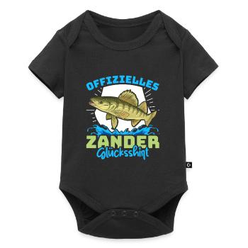 Zander Angeln OFFIZIELLES ZANDER GLÜCKSSHIRT - Baby Premium Kurzarmbody - Schwarz - Vorne