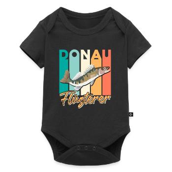 Angler ZANDER FLÜSTERER DONAU Lustiges Fischen - Baby Premium Kurzarmbody - Schwarz - Vorne
