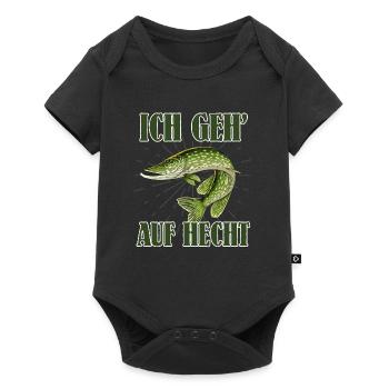 Hecht Angler ICH GEH AUF HECHT Lustiges Angeln - Baby Premium Kurzarmbody - Schwarz - Vorne