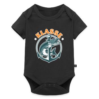 Hecht Angler KLASSE HECHT Lustiges Hecht Angeln - Baby Premium Kurzarmbody - Schwarz - Vorne