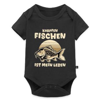 KARPFEN FISCHEN IST MEIN LEBEN Angler Geburtstag - Baby Premium Kurzarmbody - Schwarz - Vorne