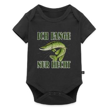 Hecht Angler ICH FANGE NUR HECHT Lustiges Angeln - Baby Premium Kurzarmbody - Schwarz - Vorne