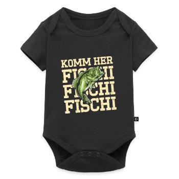 Angler KOMM HER FISCHI FISCHI FISCHI Lustiges - Baby Premium Kurzarmbody - Schwarz - Vorne