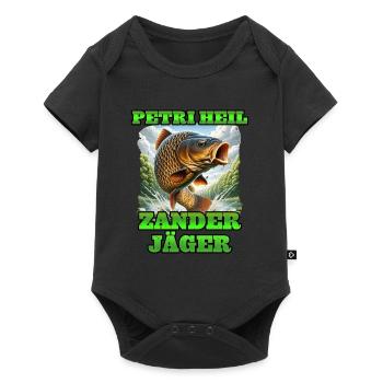 Zander Angeln PETRI HEIL ZANDER JÄGER Lustiges - Baby Premium Kurzarmbody - Schwarz - Vorne