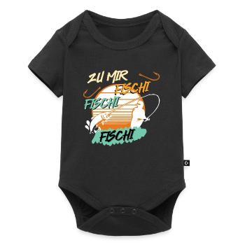 Angler Outfit ZU MIR FISCHI FISCHI FISCHI Lustiges - Baby Premium Kurzarmbody - Schwarz - Vorne