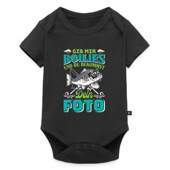 Angler Outfit GIB MIR BOILIES UND DU BEKOMMST FOTO - Baby Premium Kurzarmbody - Schwarz - Vorne
