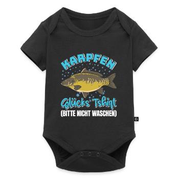 KARPFEN GLÜCKSSHIRT BITTE NICHT WASCHEN Angeln - Baby Premium Kurzarmbody - Schwarz - Vorne