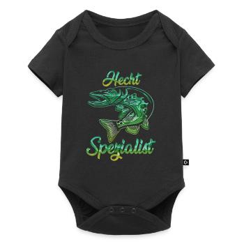 HECHT SPEZIALIST Lustiges Angler Outfit Hecht - Baby Premium Kurzarmbody - Schwarz - Vorne