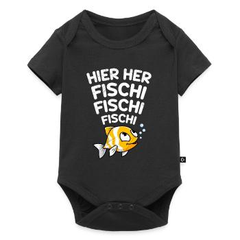 Angeln HIER HER FISCHI FISCHI FISCHI Lustiges - Baby Premium Kurzarmbody - Schwarz - Vorne