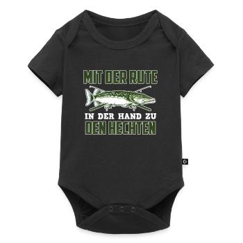 Hecht Angler MIT DER RUTE IN DER HAND ZU DEN - Baby Premium Kurzarmbody - Schwarz - Vorne
