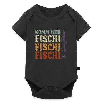 Angler KOMM HER FISCHI FISCHI FISCHI Lustiges - Baby Premium Kurzarmbody - Schwarz - Vorne