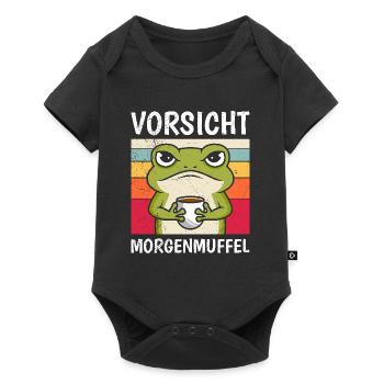Karneval Kostüm Lustig VORSICHT MORGENMUFFEL - Baby Premium Kurzarmbody - Schwarz - Vorne